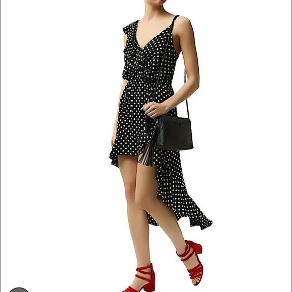 Sandro | Dresses | Sandro Kadey Polka Dot Asymmetrical Dress | Poshmark